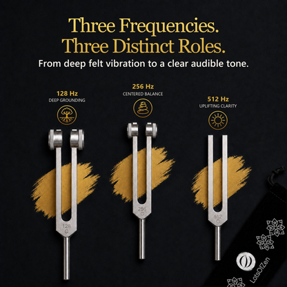 Tuning Forks for Healing Set (128 Hz, 256 Hz, 512 Hz)