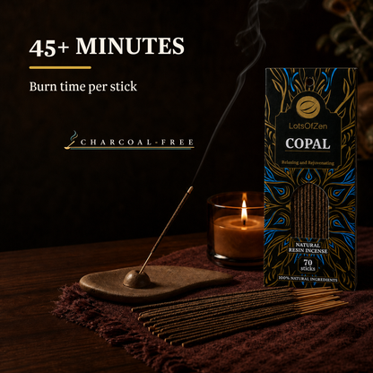 White Copal Incense Sticks (70 Count) - Long Burning, Charcoal-Free