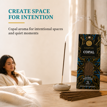 White Copal Incense Sticks (70 Count) - Long Burning, Charcoal-Free