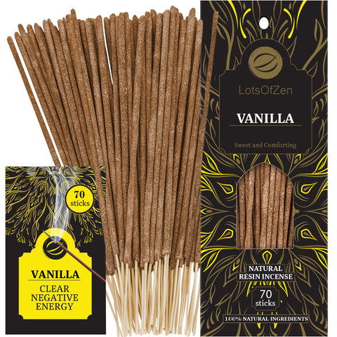 Vanilla Incense Sticks (70 Pack) for soothing aroma